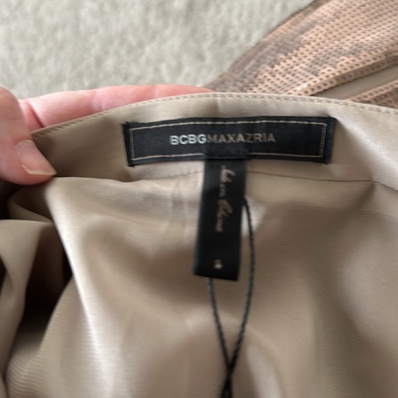 NWT BCBGMAXAZRIA Edna Pleated Sequined skirt in pumice wash - Picture 13 of 16